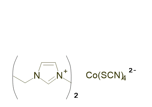 Bis(1-ethyl-3-methylimidazolium) tetrathiocyanatocobaltate 구조식