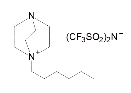 1-Hexyl-1,4-diaza[2.2.2]bicyclooctanium bis(trifluoromethylsulfonyl)imide 구조식