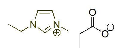 1-Ethyl-3-methylimidazolium propionate 구조식