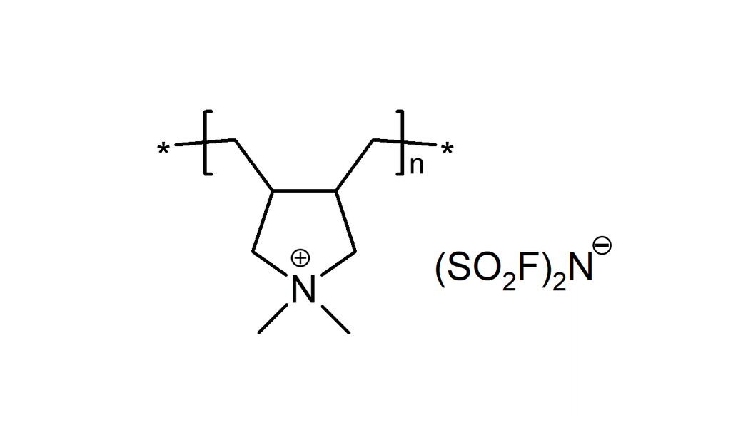 Poly(diallyldimethylpyrrolidinium) bis(fluorosulfonyl)imide 구조식