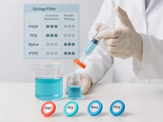 PVDF, PES, Nylon, PTFE 필터 차이점과 선택 가이드