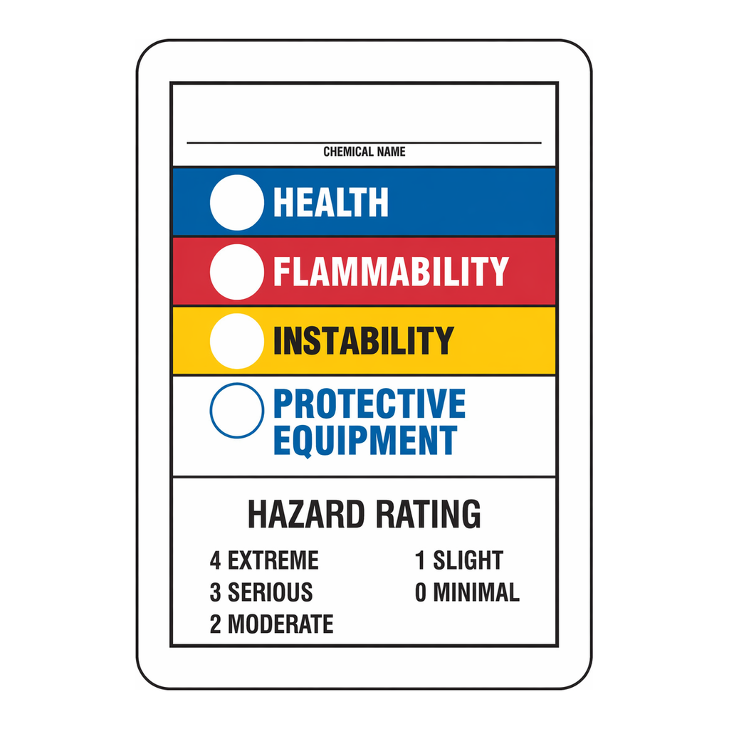 Brady Chemical Name Health Flammability Instability Protective Equipment Hazard Sign
