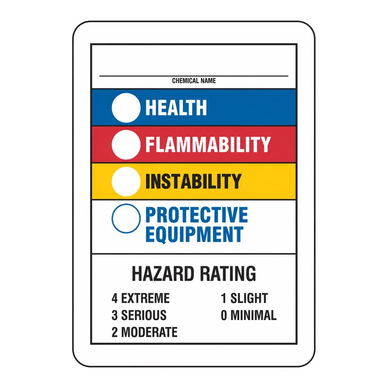 Brady Chemical Name Health Flammability Instability Protective Equipment Hazard Sign