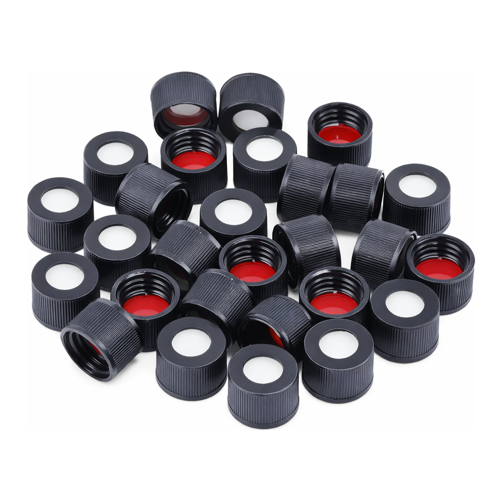Restek Vial Cap & Septa Kit, 10-425 Black Cap w/Red PTFE White Silicone Septa 1000PK