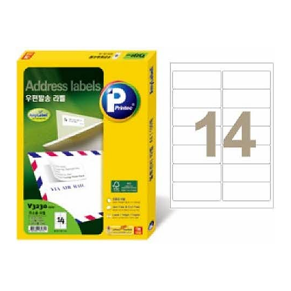 OFFICENEX 우편발송용라벨(V3230/14칸/20매/프린텍)친환경 인증 상품