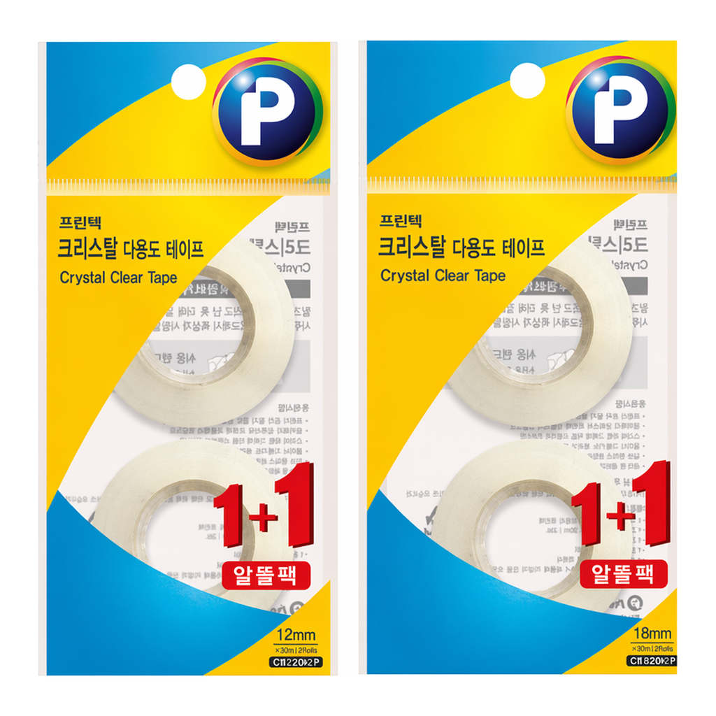 OFFICENEX 프린텍 CR1830-2 크리스탈테이프 리필(1+1)(18 x 30)