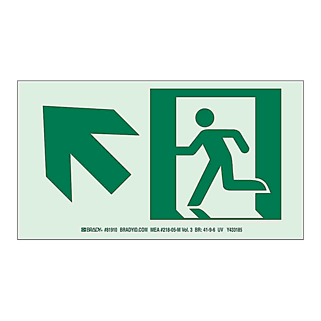 Brady BradyGlo Nyc Approved Exit With Running Man And Left Up Arrow Sign