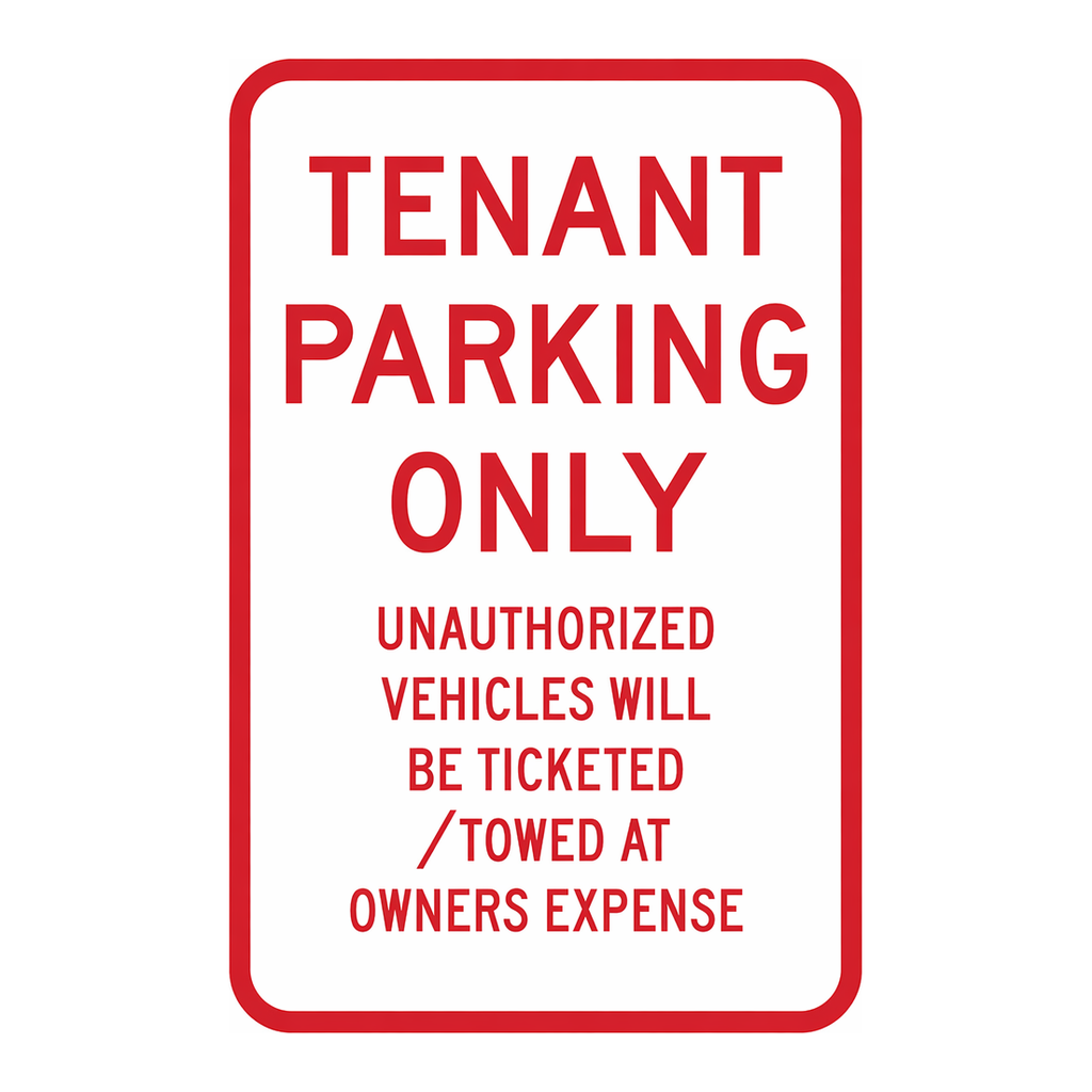 Brady Tenant Parking Only Unauthorized Vehicles Will Be Ticketed Towed At Owners Expense Sign
