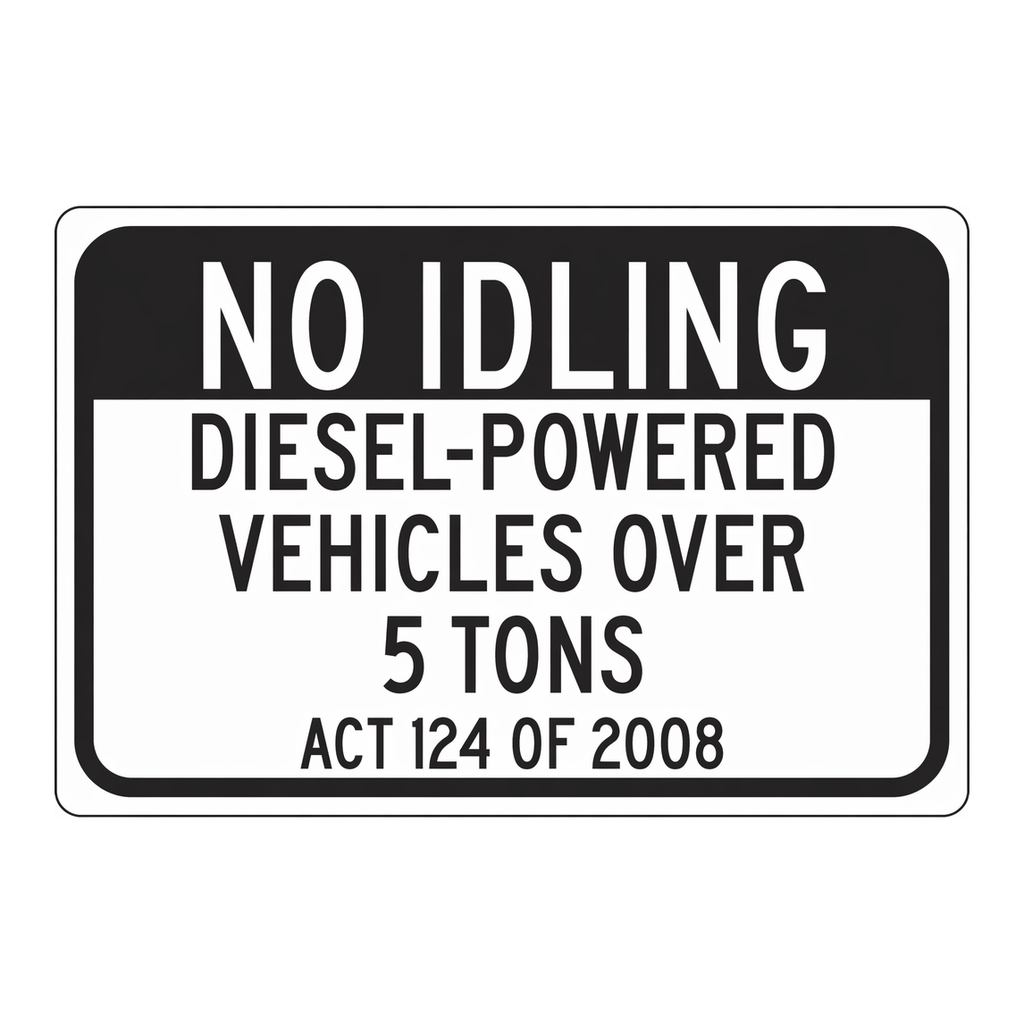 Brady NO IDLING Diesel-Powered Vehicles Over 5 Tons Act 124 Of 2008 Sign
