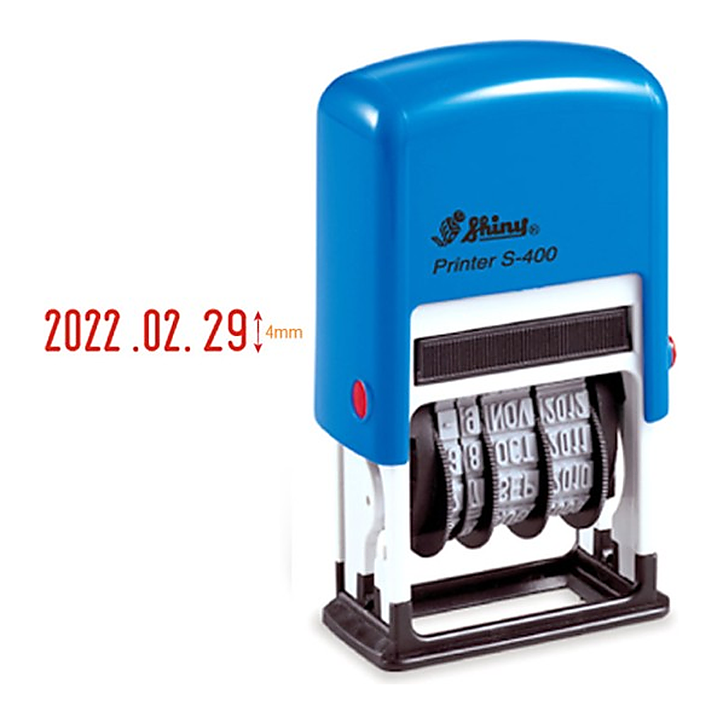 OFFICENEX 구문 일부인 자동스탬프 S-400 25x4mm(적색/월숫자로표기/홀더색상랜덤)