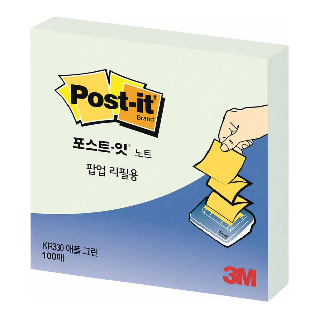 OFFICENEX 3M 포스트잇 팝업 리필 KR-330 애플민트 76x76mm 총100장/1패드