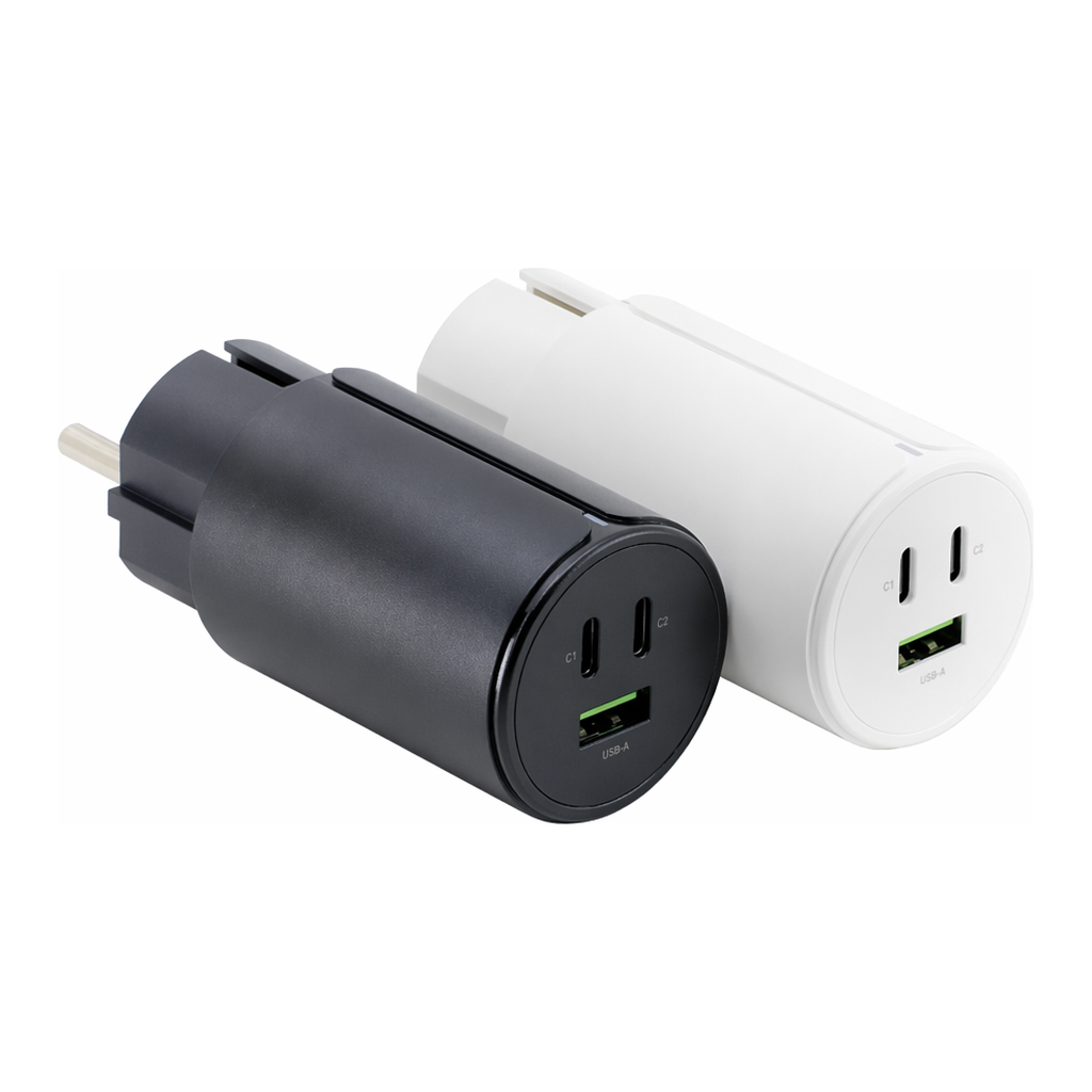 OFFICENEX [P]멀티 3포트 GaN 65W PD PPS USB 고속 충전기(블랙/이엘)
