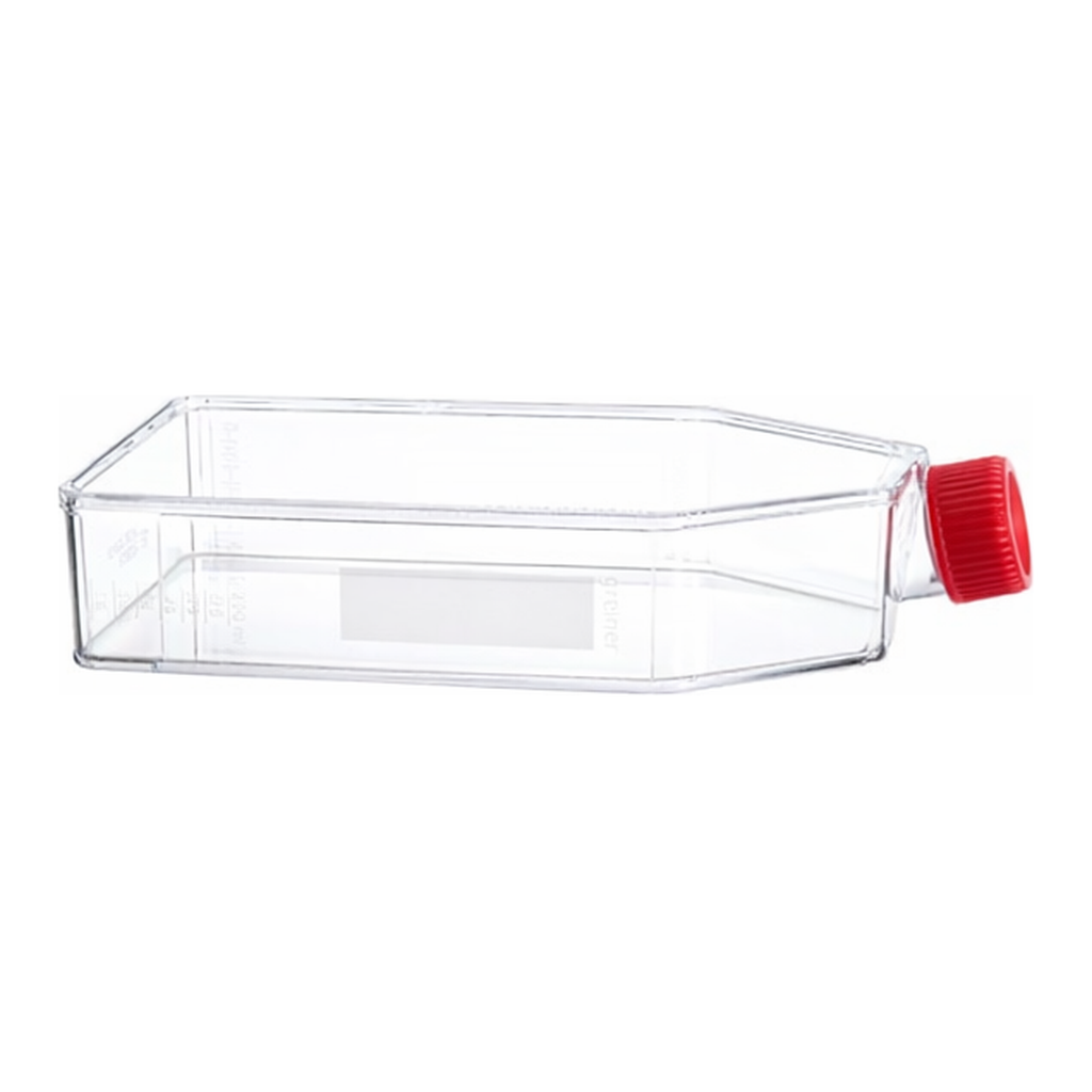 Greiner Bio One CELL CULTURE FLASK, 650 ML, 175 CM², PS,RED STANDARD SCREW CAP, CLEAR, CELLSTAR® TC, HIGH FLASK DESIGN, STERILE, 4 PCS./BAG