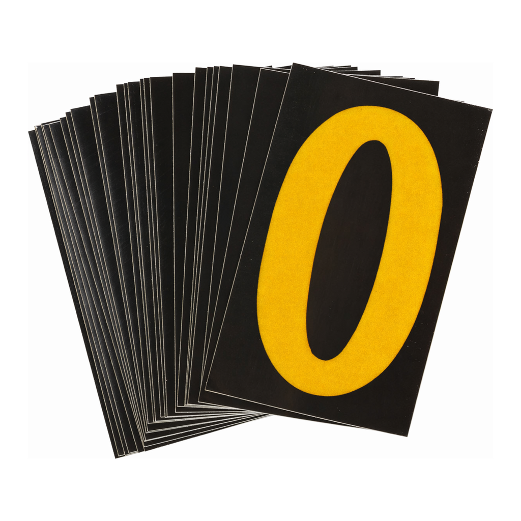 Brady 1" Character Height Yellow on Black Reflective Numbers and Letters