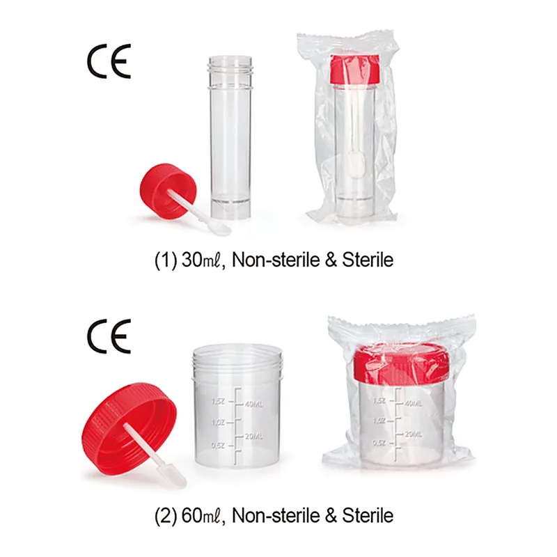 Daihan Science mediclin 30&60㎖ Stool/Sample Container, PP & PS, with PP Screwcap&Spoon, Steril