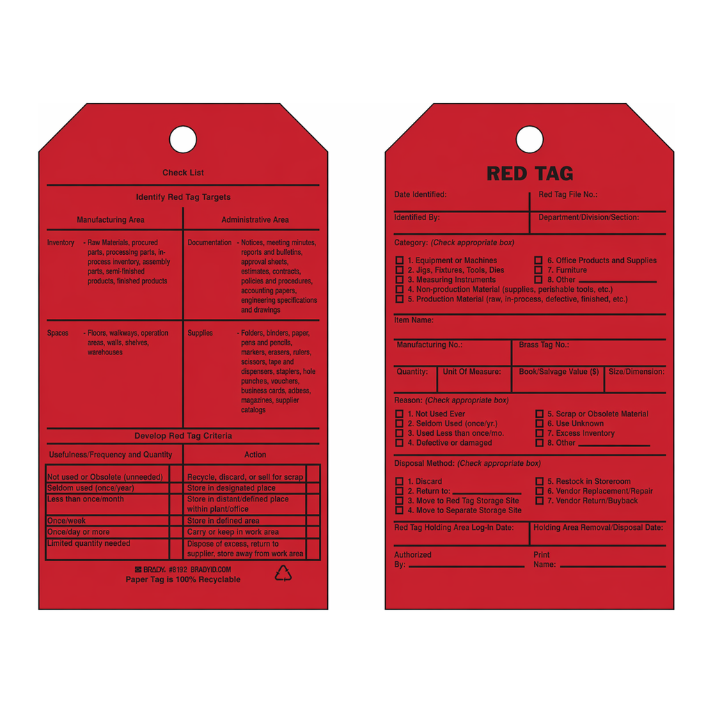 Brady Red Tags