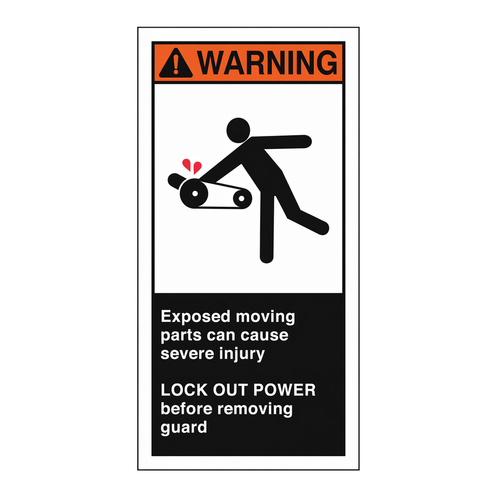 Brady EXPOSED MOVING PARTS CAN CAUSE SEVERE INJURY Labels