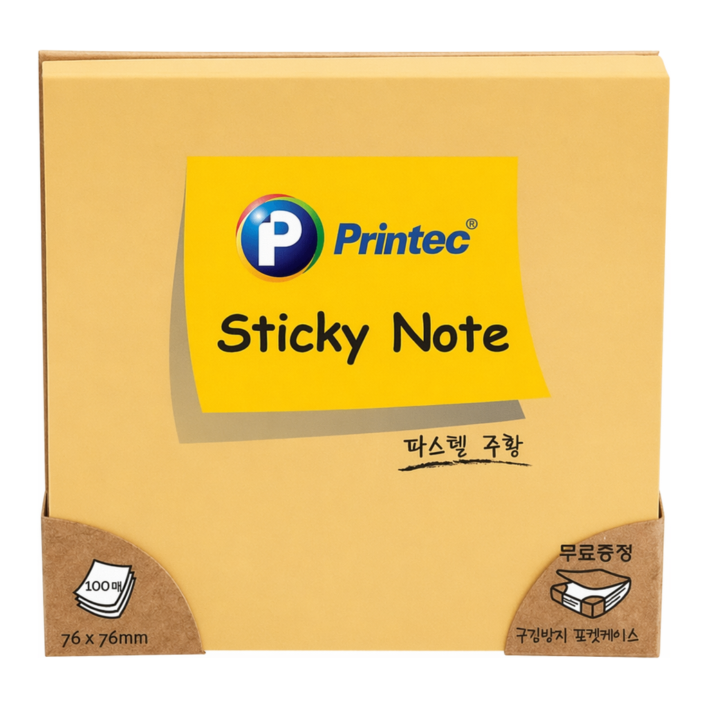OFFICENEX 프린텍 7676O 스티키노트 파스텔주황 76*76 100매