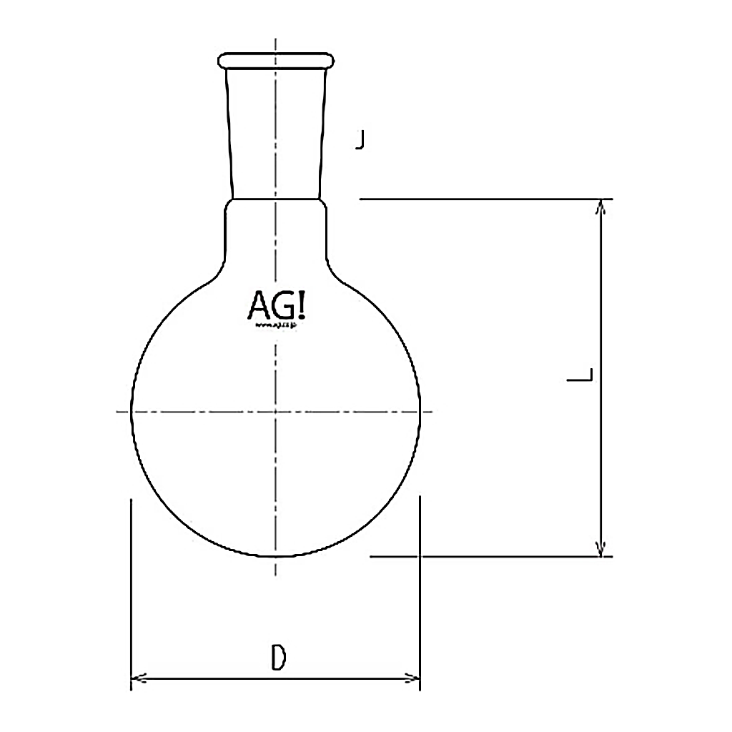 AS ONE Short Neck Round Flask 300mL, 단수 플라스크 300mL