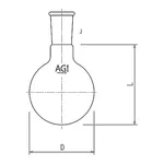 AS ONE Short Neck Round Flask 300mL, 단수 플라스크 300mL