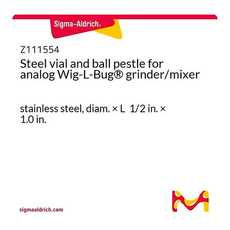 Merck Steel vial and ball pestle for analog Wig-L-Bug(R) grinder/mixer