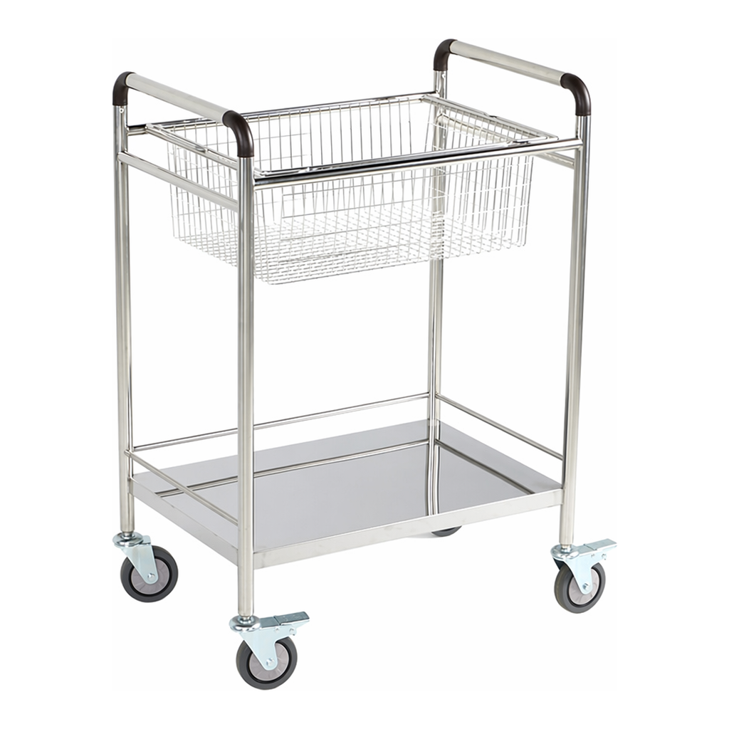 Glassware Cart with SUS Wire Basket 스테인레스 바스켓 카트, 거치 방식