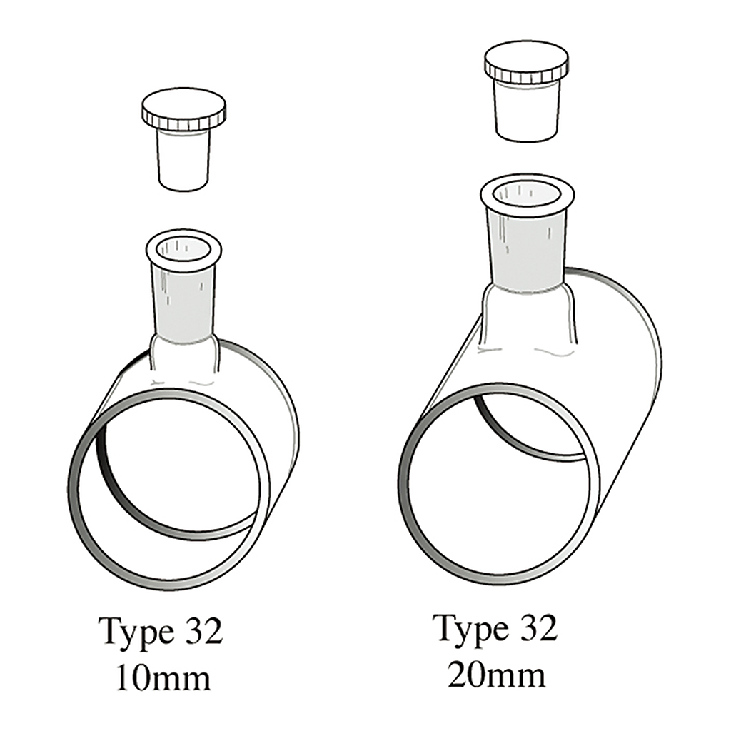 Cylinderical Absorption Cell, 2-Side Polished 실린더형 흡광 셀, 2면 투명, Type 32, with PTFE Stopper