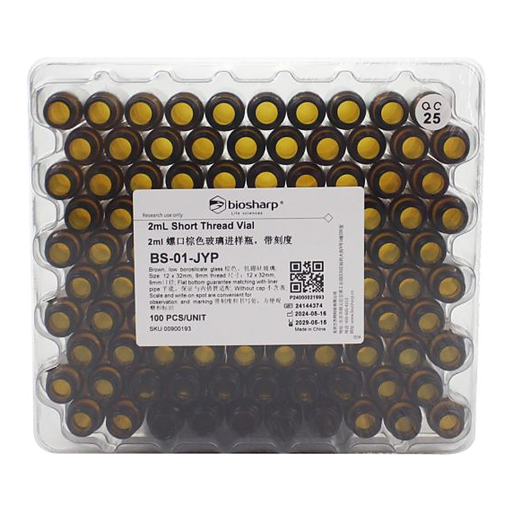 Biosharp Short thread vial amber 12*32mm 9mm thread