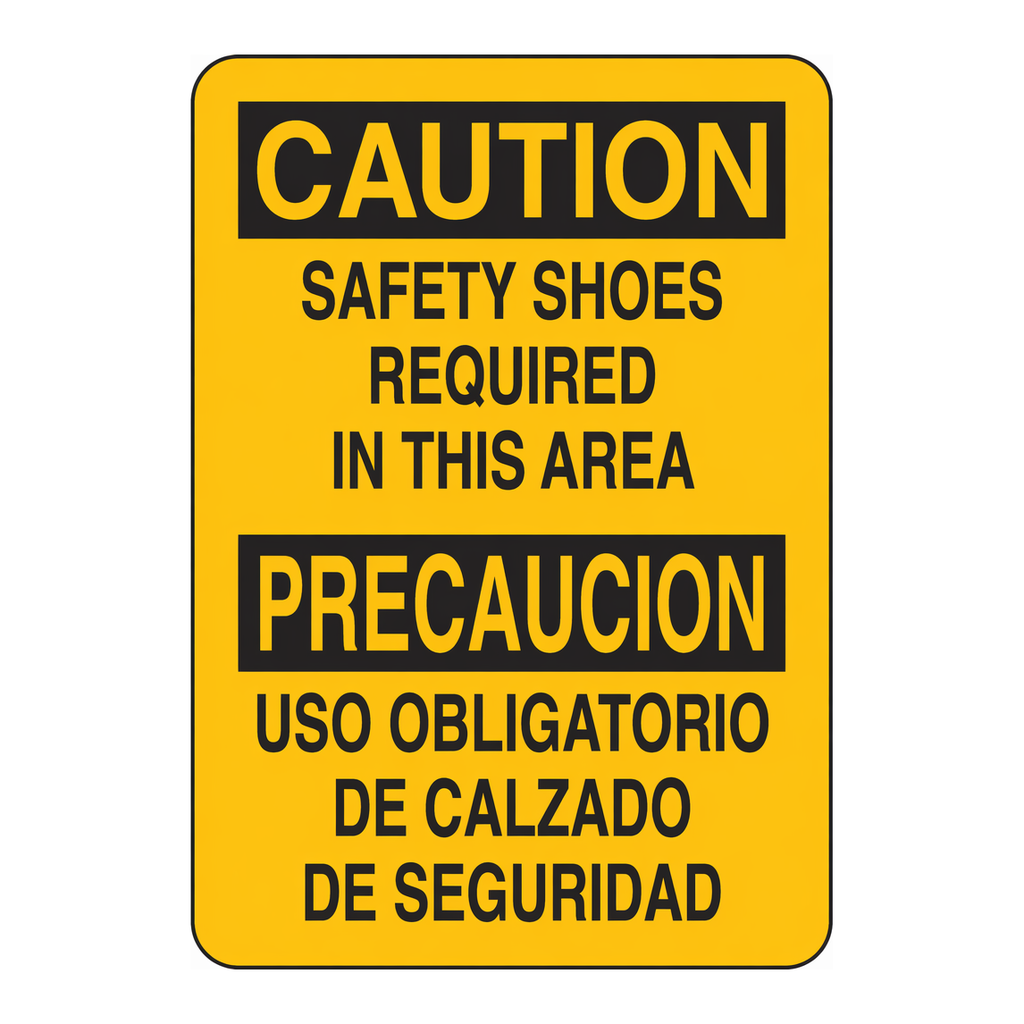 Brady Bilingual CAUTION Safety Shoes Required In This Area Sign
