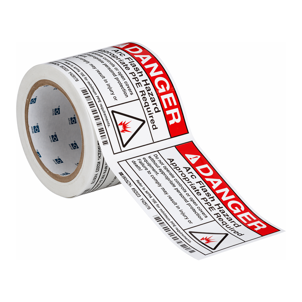 Brady DANGER Arc Flash Hazard Appropriate PPE Required Labels
