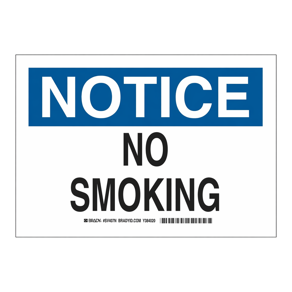 Brady NOTICE No Smoking Sign