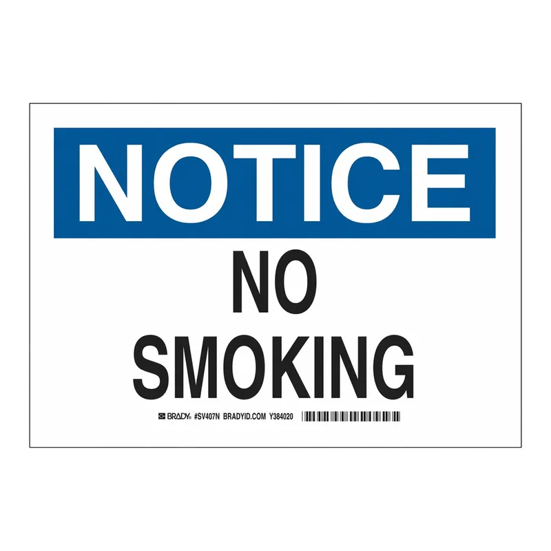 Brady NOTICE No Smoking Sign