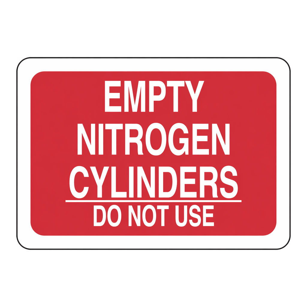 Brady Empty Nitrogen Cylinders Do Not Use Sign