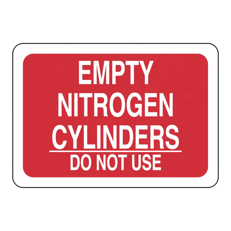 Brady Empty Nitrogen Cylinders Do Not Use Sign