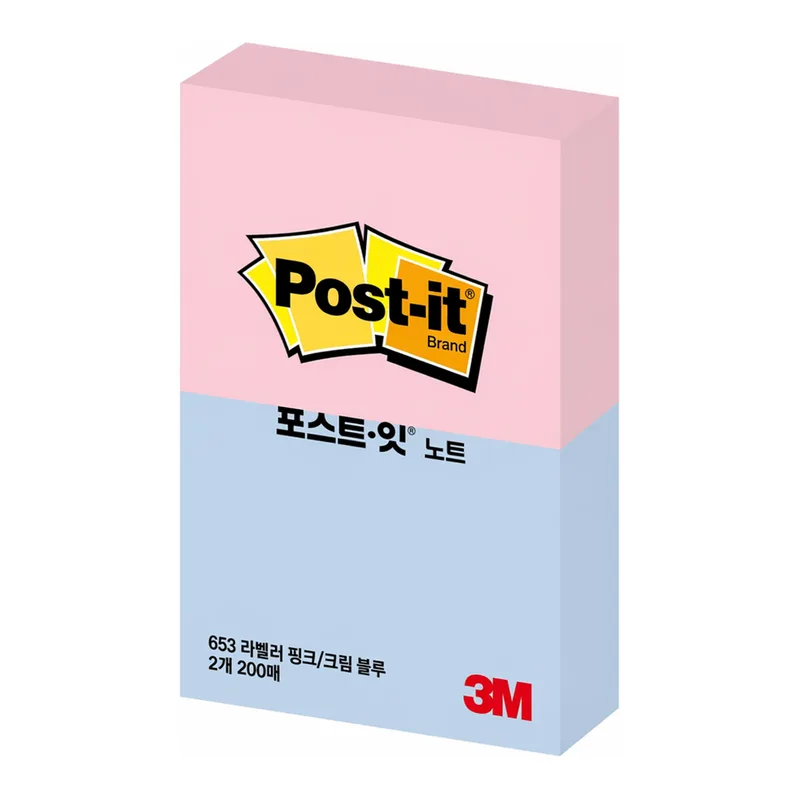 OFFICENEX 3M 포스트잇 653-2 P/B 러블리핑크/크림블루 51x38mm