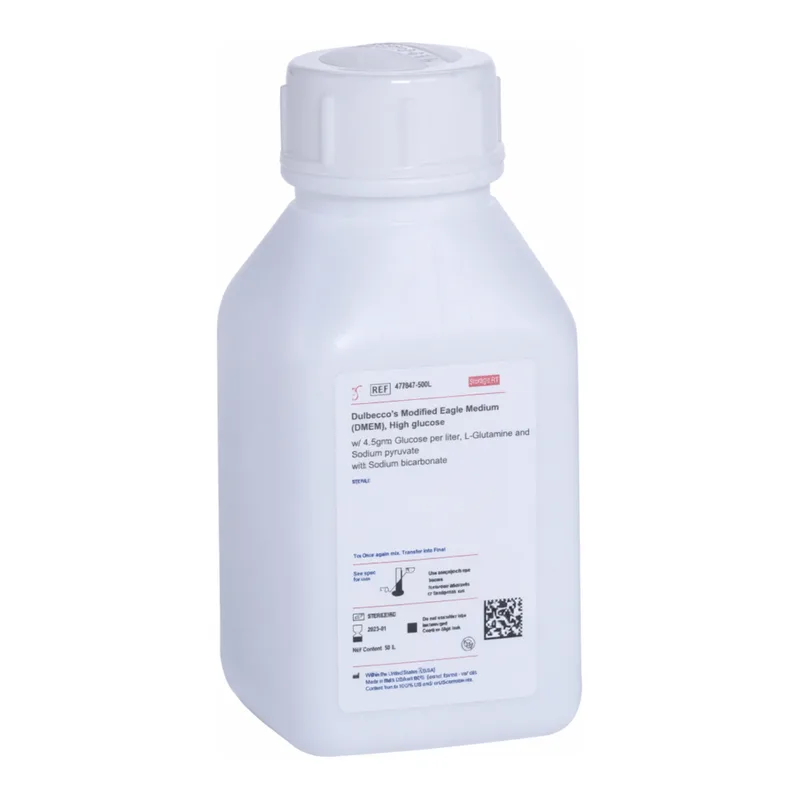 Himedia Dulbecco`s Modified Eagle Medium (DMEM), High glucose w/ 4.5gms Glucose per litre, L-Glutamine, Sodium pyruvate and 25mM HEPES buffer w/o Phenol red and Sodium bicarbonate