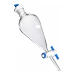 PYREX® Pear-Shaped Squibb Separatory Funnels, PTFE Product Standard Stopcock, Polyethylene Standard Taper Stopper