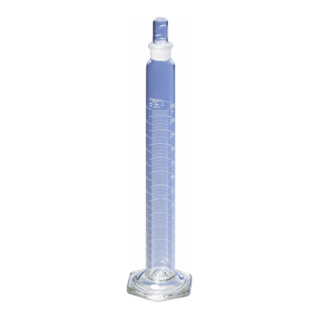 PYREX® Single Metric Scale Cylinder, Standard Taper Stopper, Graduated, To Contain