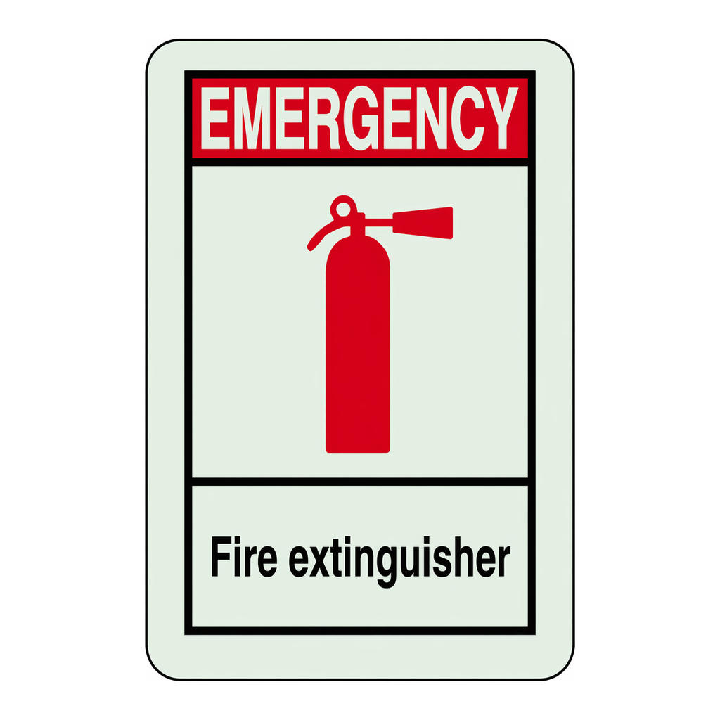 Brady EMERGENCY Fire Extinguisher BradyGlo Sign