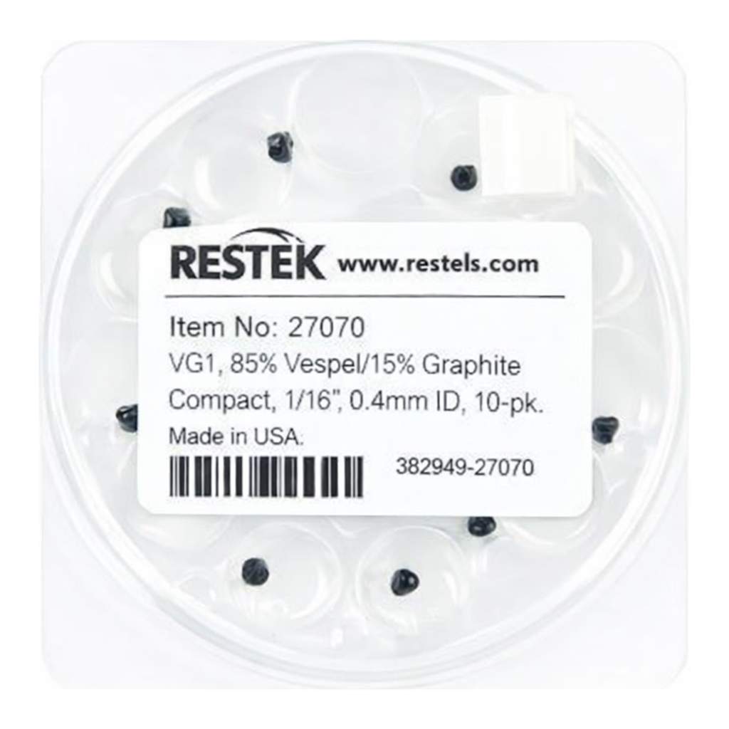 Restek Ferrule,Vespel/Graphite, VG1, 85% Vespel/15% Graphite Compact, 1/16in, 0.4mm ID, 10-pk.