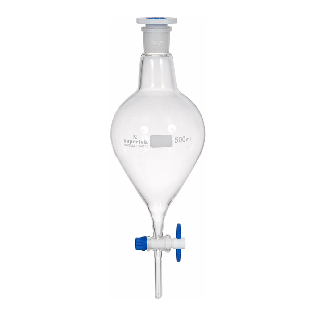 Supertek Separating Funnel, Globe Shape, Plain, With Polythene Stopper