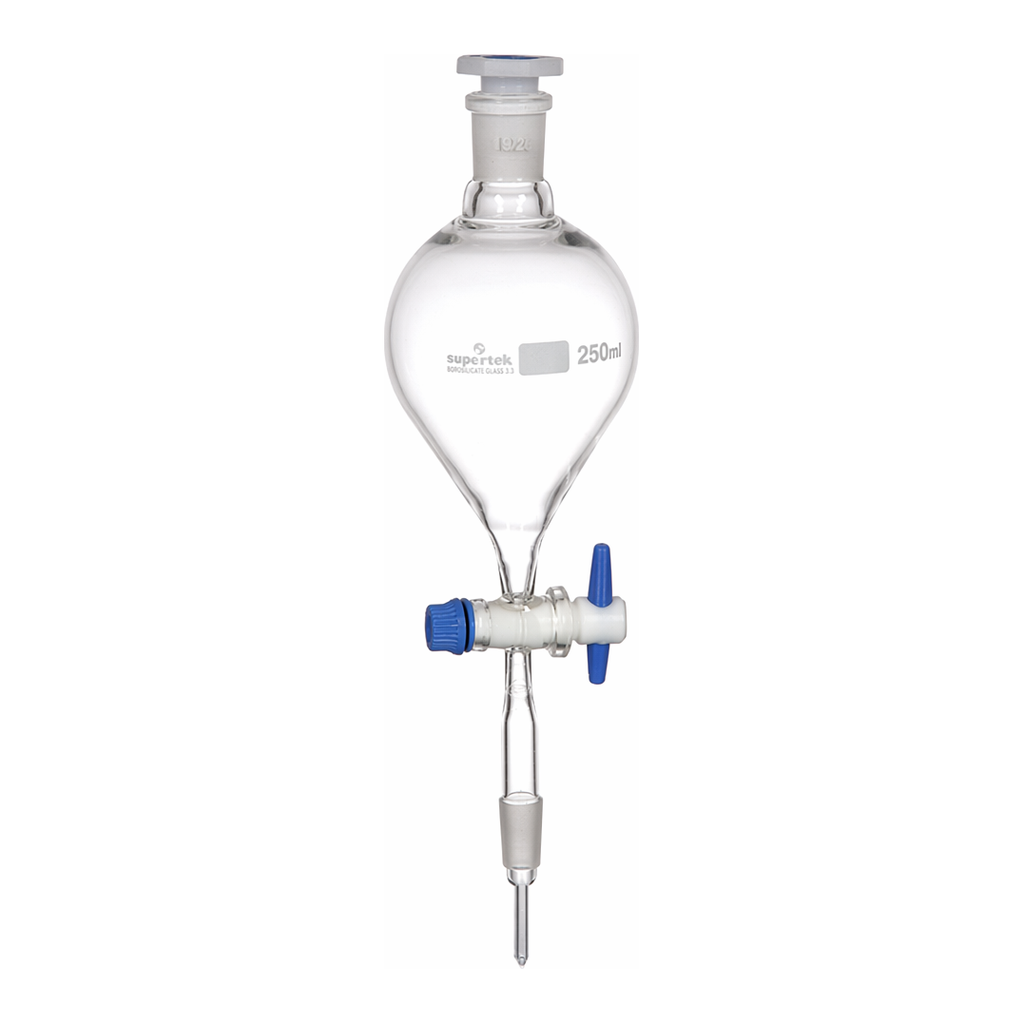 Supertek Separating Funnel, Globe Shape, Plain, With Socket and Cone