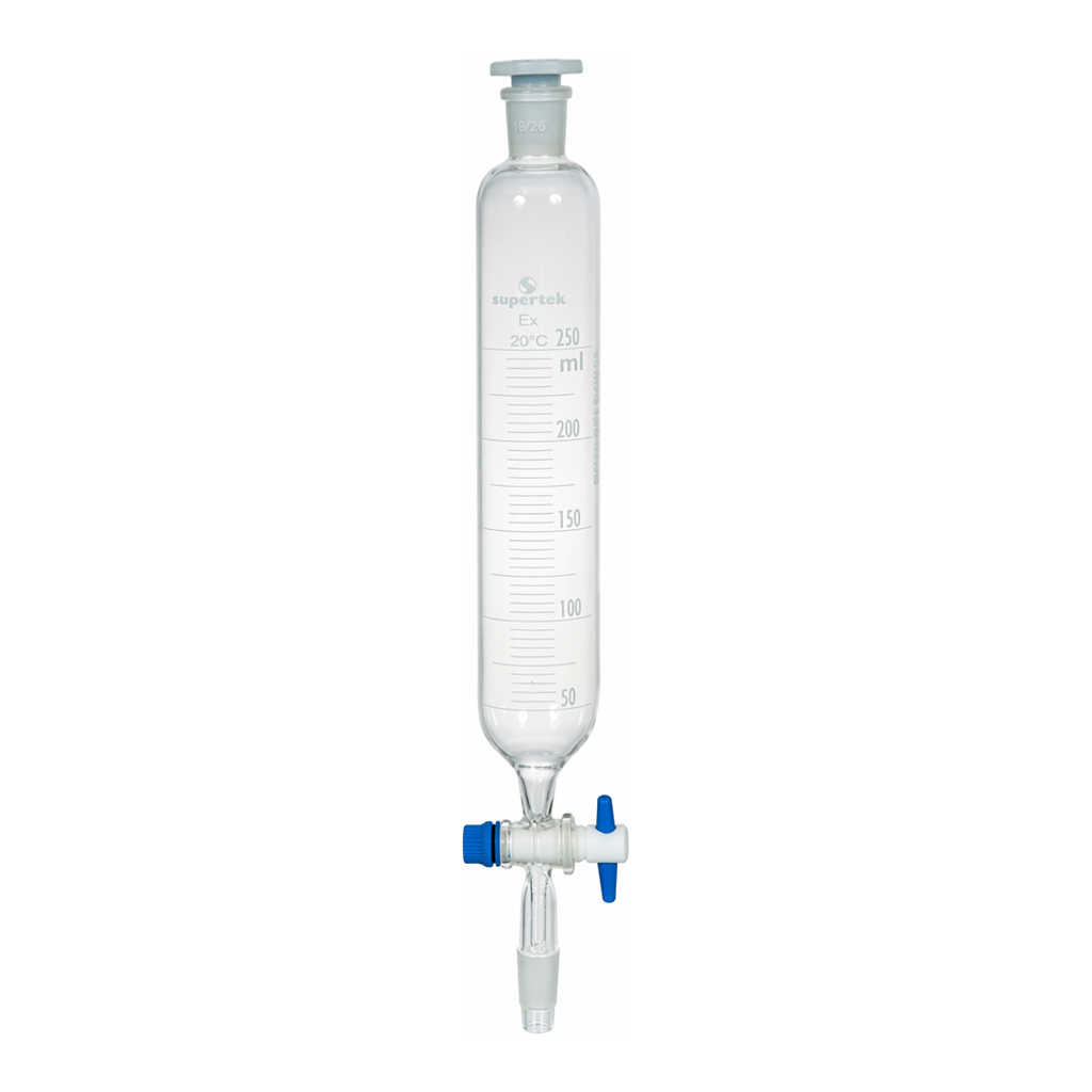 Supertek Dropping Funnel, Cylindrical, Graduated, With Stem Inside Cone
