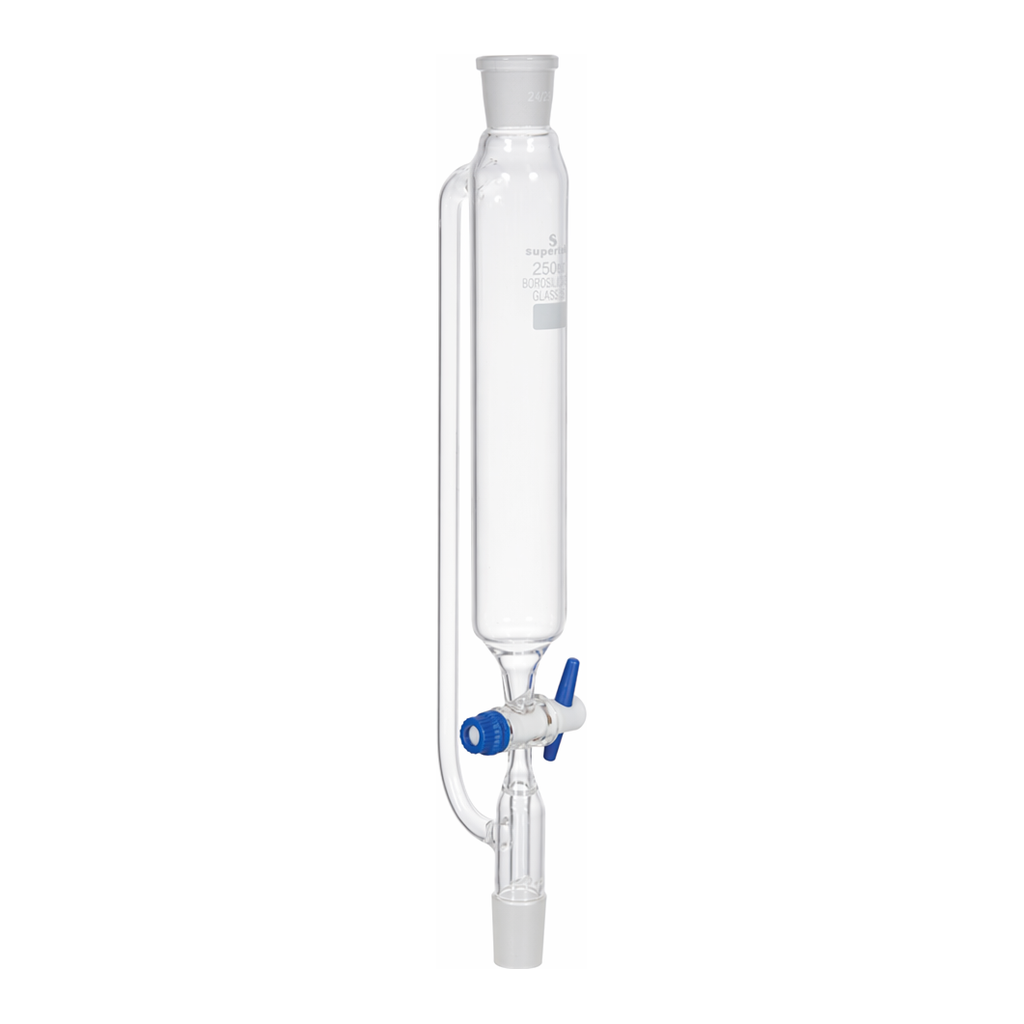 Supertek Pressure Equalizing Funnel, Cylinderical, With Socket, Glass Stopcock And Stem