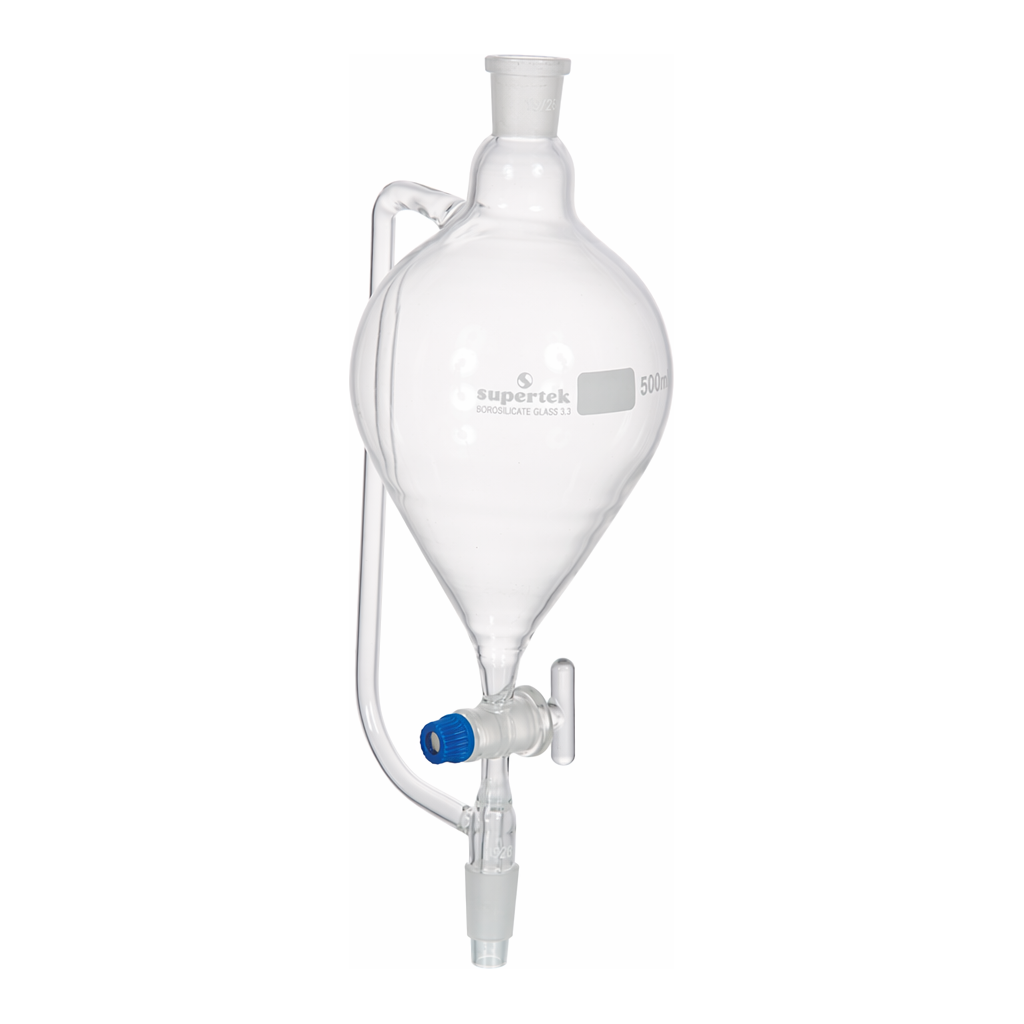Supertek Pressure Equalising Funnel, Pear Shape, With Socket, Glass Stopcock And Stem