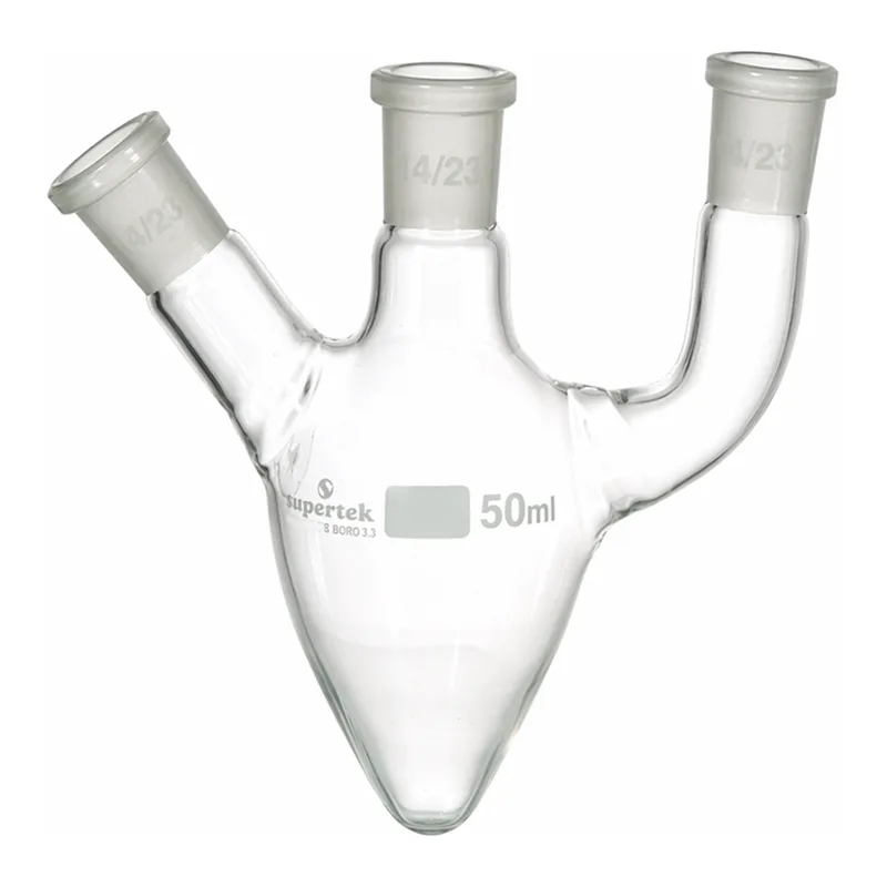 Supertek Flask, Pear Shape, Three Necks