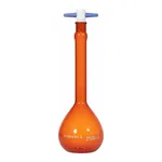 Supertek Flask, Volumetric, Amber Glass, With PTFE Stopper, Class A (ASTM)