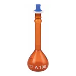 Supertek Volumetric Flask -ASTM Amber, Wide Mouth Heavy Duty,With PP Stopper