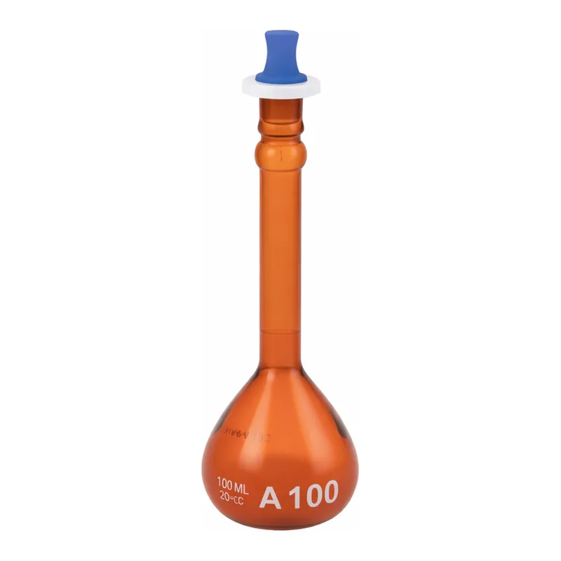 Supertek Volumetric Flask -ASTM Amber, Wide Mouth Heavy Duty,With PP Stopper