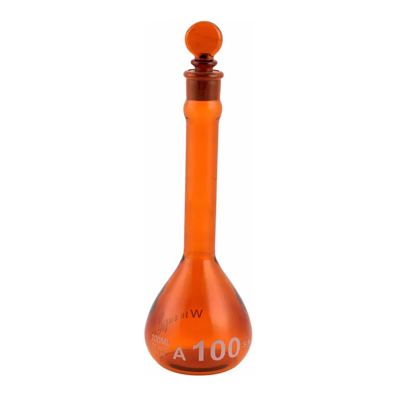 Supertek Volumetric Flask -ASTM Amber, Wide Mouth Heavy Duty,With Glass Stopper Class A